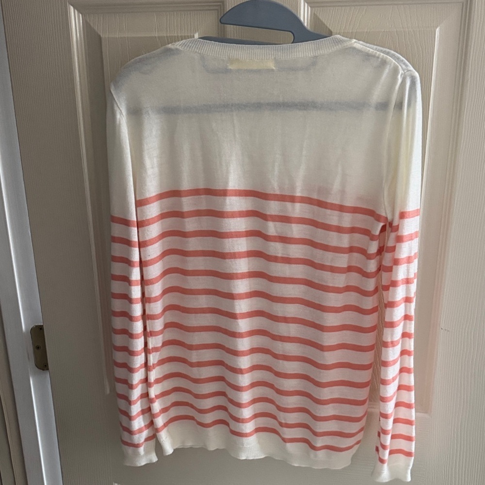 Striped Crew Neck Sweater - White and Pink - Picture 3 of 4